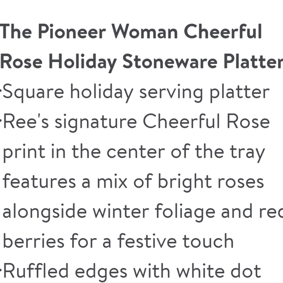 2022 New Pioneer Woman Cheerful Rose Holiday Platter - Picture 2 of 6